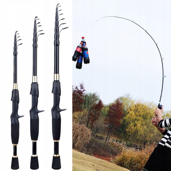 Teleskopisk fiskestang i kulfiber 1,8m 7el stærk 8-25g