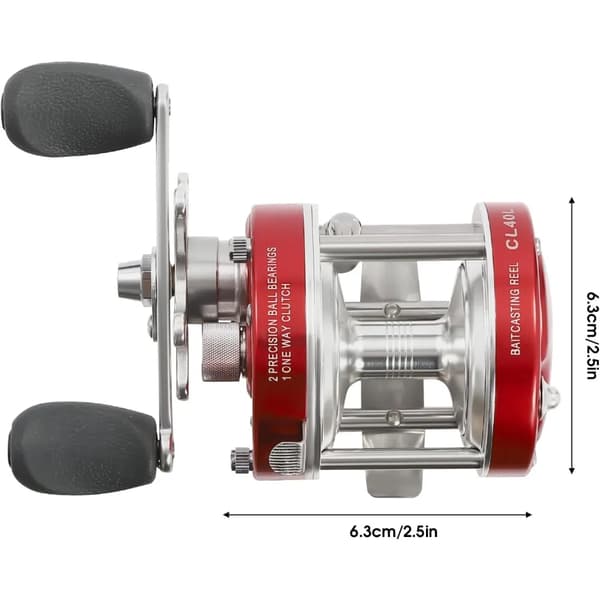 Baitcasting-kela, perinteinen kalastuskelan, metallirunko, kompakti muotoilu,Punainen