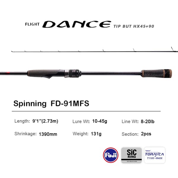 Spinningstang, Hurtig Handling, Letvægts Carbon,Spinning FD-91MFS