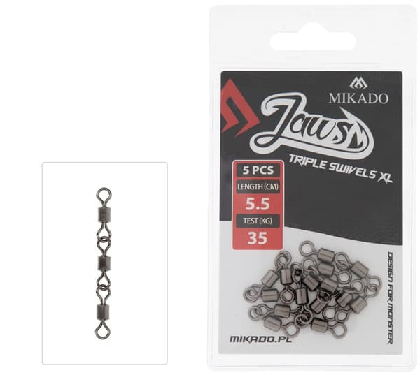 Mikado Drejeled - JAWS TRIPLE SVIVELS XL - 35kg - 5 stk.
