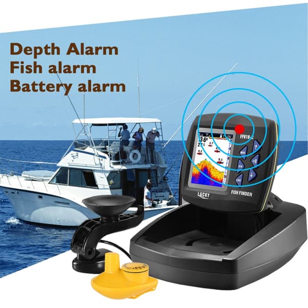Bærbar Fiskefinder, Dobbelt Transducer System, Dybdeaflæsning op til 180m, Højkontrast LCD Skærm
