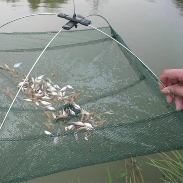 Folding Fishing Net Fish Shrimp Crab Bait Cast Net Mesh Trap