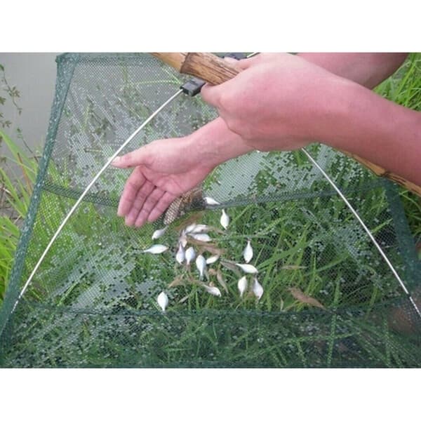 Folding Fishing Net Fish Shrimp Crab Bait Cast Net Mesh Trap