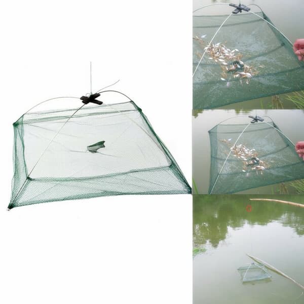 Folding Fishing Net Fish Shrimp Crab Bait Cast Net Mesh Trap