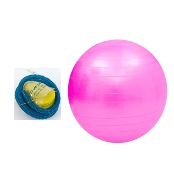 Swiss Ball Gymnastic Fitness Ball för Pilates Yoga Ryggstärkning med bollpump - Rosa Diameter 65 cm Stl S
