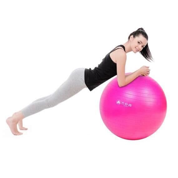 Swiss Ball Gymnastic Fitness Ball för Pilates Yoga Ryggstärkning med bollpump - Rosa Diameter 65 cm Stl S
