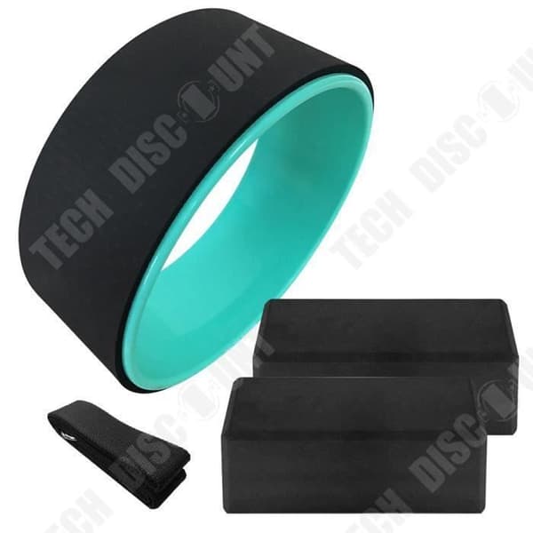 TD® Fitness Accessories - Bodybuilding, 4-delad Yogautrustning Set Yoga Wheel Bomull Stretching Strap Stabilitet EVA - Svart