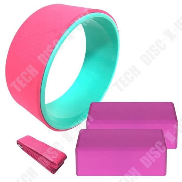 TD® Fitness Accessories - Bodybuilding, 4-delad Yogautrustning Set Yoga Wheel Bomull Stretching Strap Stabilitet EVA - Svart