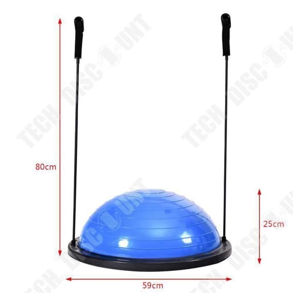 TD® Workout Half Ball 46cm med motståndskablar/Yogapump/Gymnastik,Blå/Fitness Ball yoga halvcirkelbalans