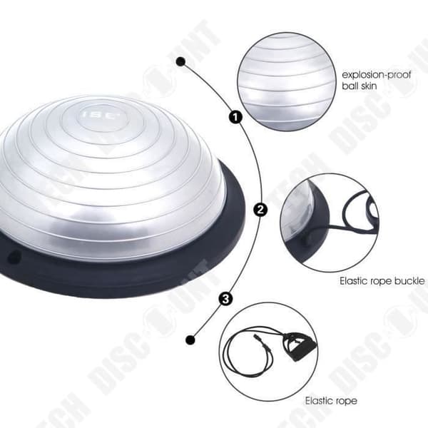 TD® Workout Half Ball 46cm med motståndskablar/Yogapump/Gymnastik,Blå/Fitness Ball yoga halvcirkelbalans