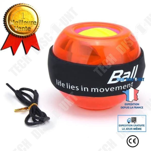 Gyroskop - TD® - Powerball LED - Styrkträningshandtag - Orange färg - Armträning