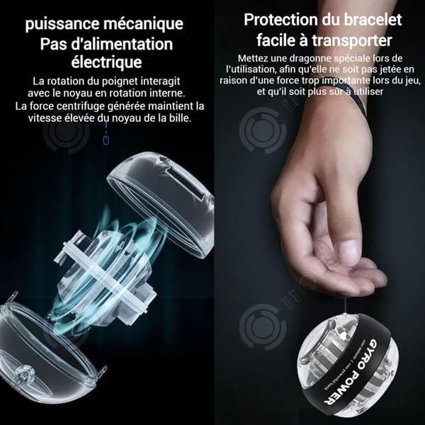 INN Power Ball 7x7x5cm Maximal vikt 61 kg LED-färg Handstyrka Ljus Praktisk Gyro Ball Automatisk Styrketräningsboll