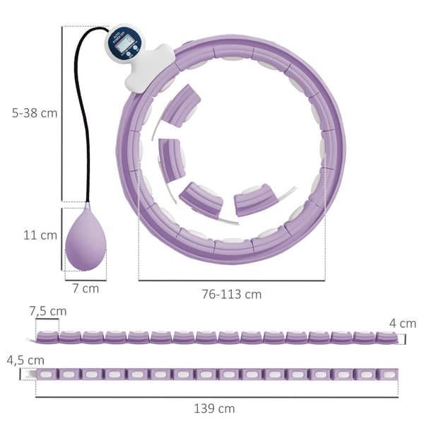 Smart Hula Hoop, 76-113 cm, Lilla
