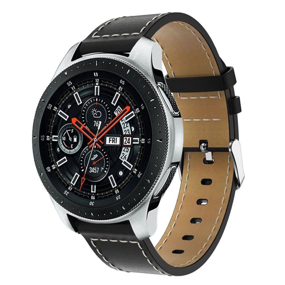 Samsung Galaxy Watch (46mm) erstatnings urrem i læder - Sort