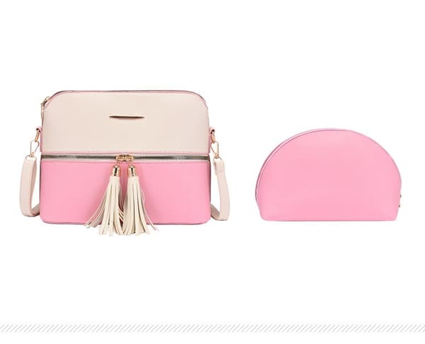 Handväskor, Beige Rosa med Guld-detaljer