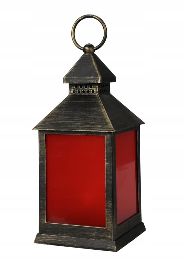 Julelanterne med LED-flamme sort 23x10 cm