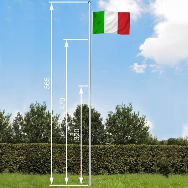 Aluminium flagstang - justerbar højde - Italien