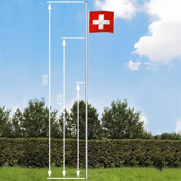 Aluminium flagstang - justerbar højde - Schweiz
