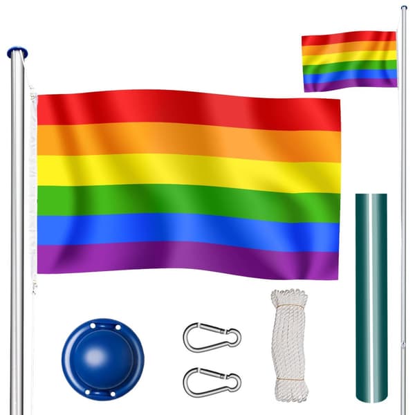 Aluminium flagstang - justerbar højde - regnbue