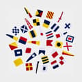 Miniatyrbild 1 av 6: Flaggspel med signalflaggor NOCK Eggegrund, 36 flaggor, 30 x 10 cm / 18 x 15 cm, 11 meter