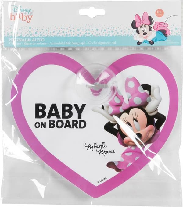 Tataway Säkerhetsskylt för bil "bebis ombord" Disney Minnie Mouse Mickey Mouse med sugkopp