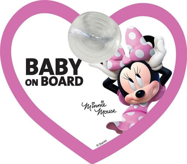 Tataway Säkerhetsskylt för bil "bebis ombord" Disney Minnie Mouse Mickey Mouse med sugkopp