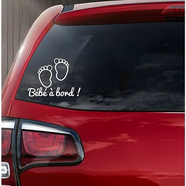 vinylklistermärke "baby on board" små babyfötter REF 2 (VIT)