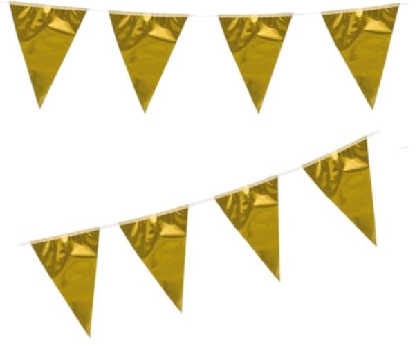 Vimpelgirlang Guld Perfekt som Festdekorationer 10 meter Skapa Feststämning på Bröllop, Barnkalas, Studentfest och Födelsedag