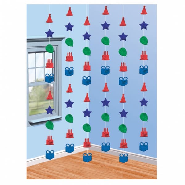 Amscan 2.1m Birthday Themed String Decorations Multicoloured One Size