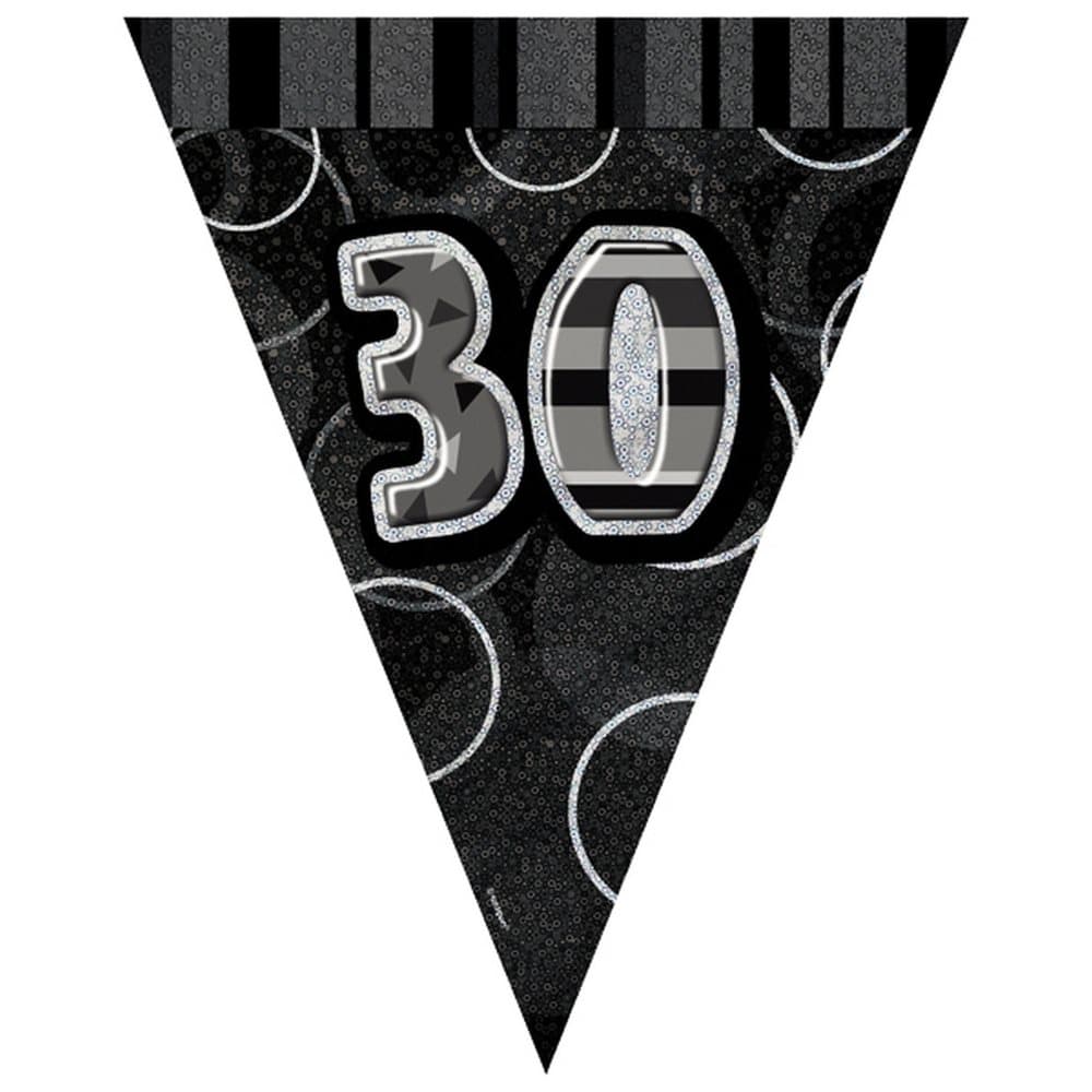 Unique Party Svart Silver 30 Glitz Pennant Bunting