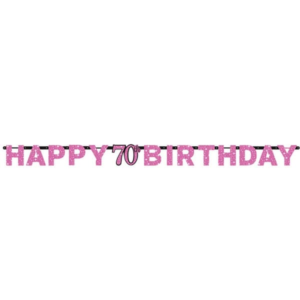 Amscan Prism Sparkling Celebration 70th Letter Banner Prism Pink 70
