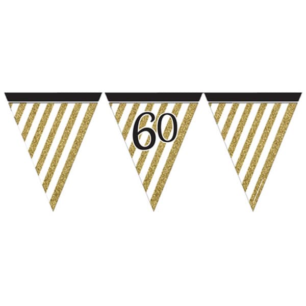 Creative Party Svart och guld Milestone Paper Flag Bunting