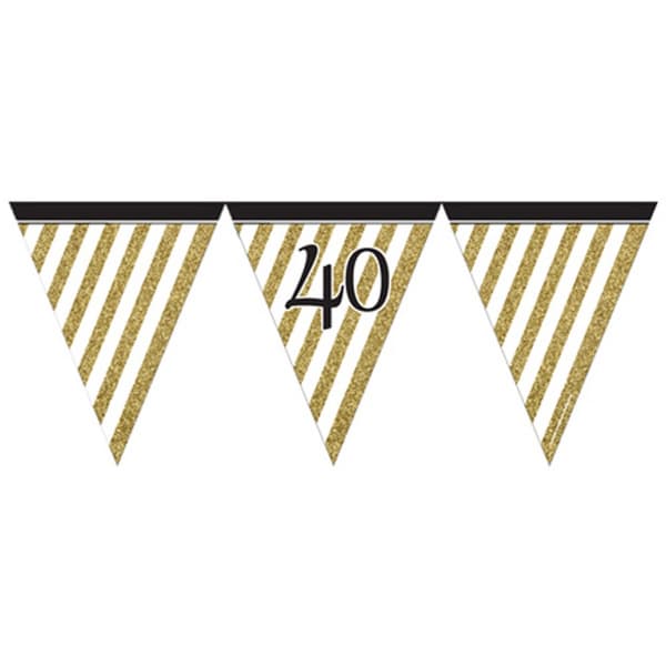 Creative Party Svart och guld Milestone Paper Flag Bunting
