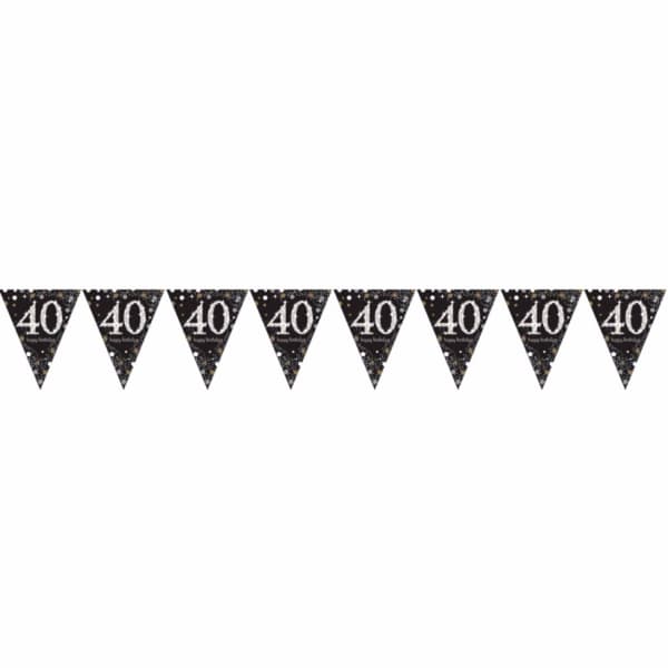 Amscan Sparkling Gold Celebration 40th Birthday Decorative Bunting Black/Gold One Size