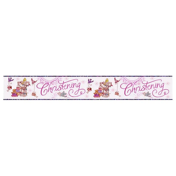 Simon Elvin Girls Christening Foil Banner (6 Pack) Pink 2.5m
