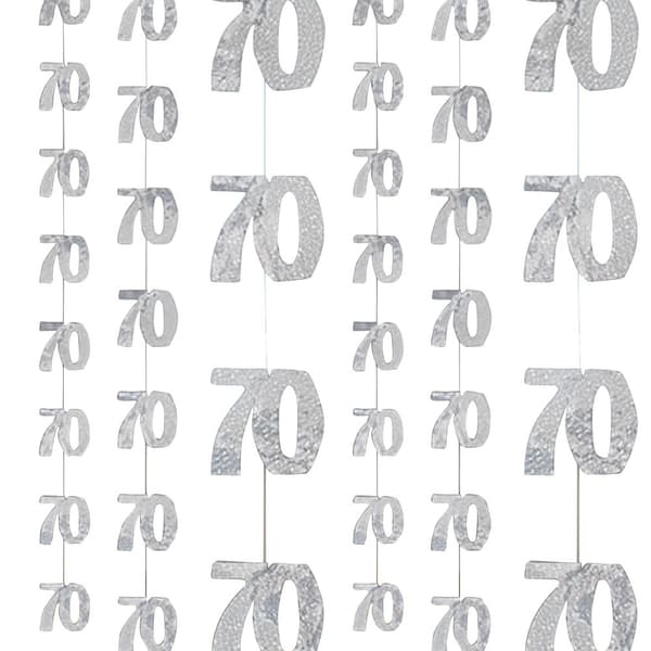 Unique Party Silver 70th Birthday/Anniversary Hanging String Decorations Silver One Size