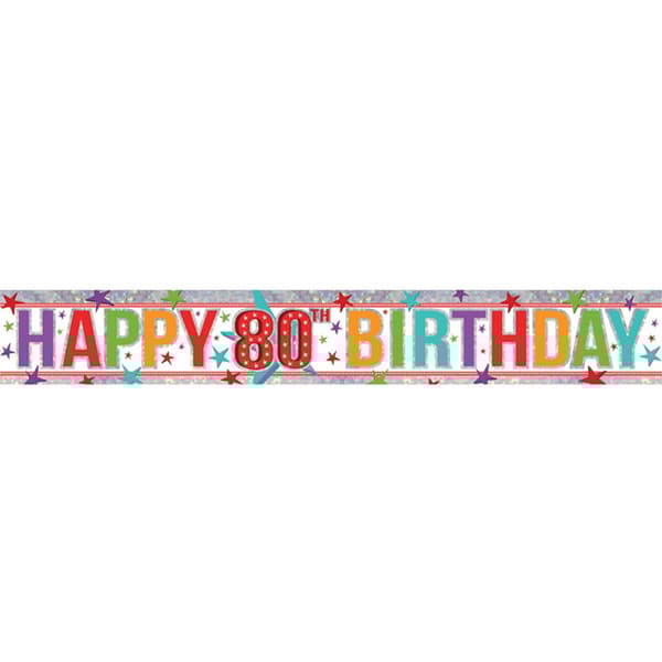 Amscan Old Age Happy Birthday Multicoloured Holographic Foil Banner
