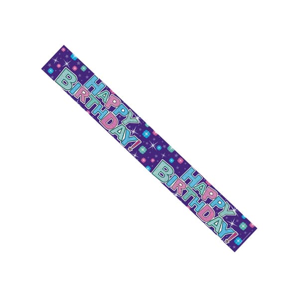 Expression Factory Holographic Happy Birthday Pastel Stars Foil Party Banner