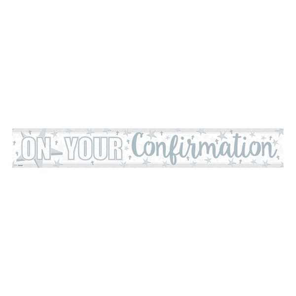 Amscan On Your Confirmation Holographic Banner White/Silver One Size
