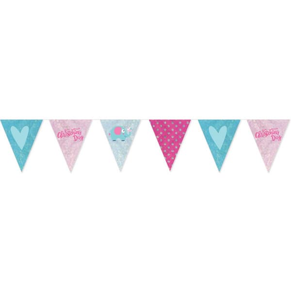 Amscan On Your Christening Day Pennant Banner Pink/Blue One Size