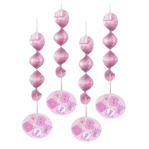 Unique Party Baby Shower Hanging Decorations (Pack of 4) Pink One Size