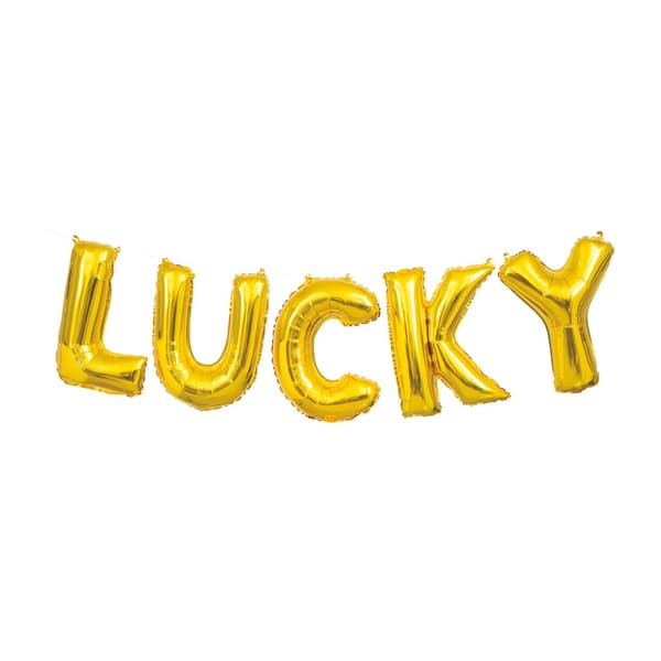 Unique Party Lucky Foil Balloon Banner Kit Gold One Size