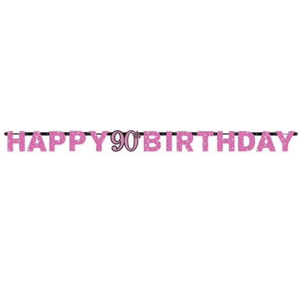 Amscan Prism Pink Celebration 90th Birthday Banner Pink 2.13m