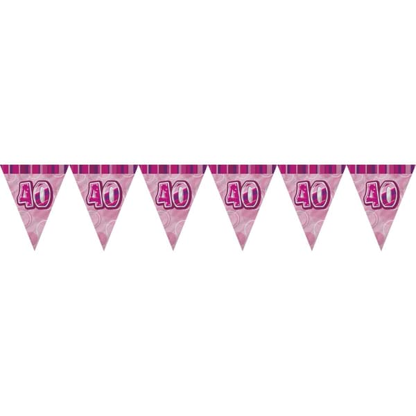 Unique Party Pink 40 Glitz Pennant Bunting