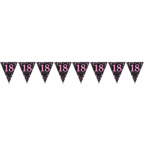Amscan Mousserende fejring 18. fødselsdag Bunting Black/Pink One Size