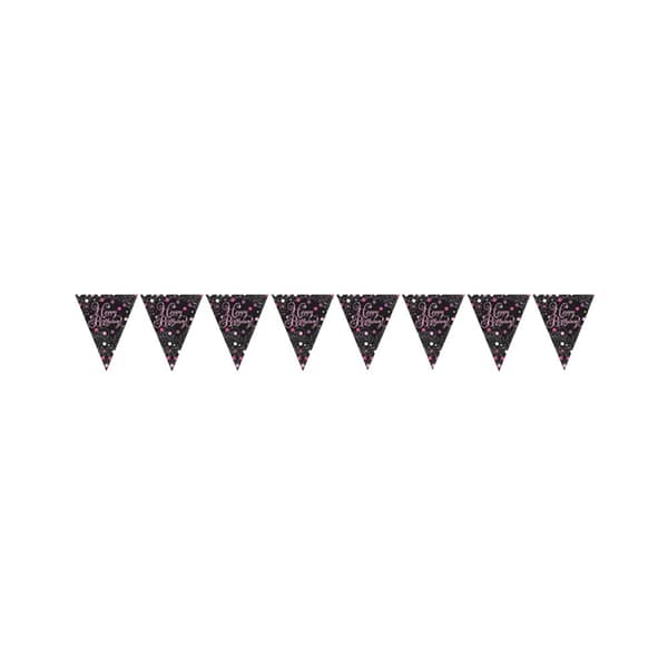 Amscan Sparkling Pink Happy Birthday Bunting (13 Feet) Black 13 feet