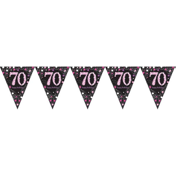 Amscan Sparkling Pink Celebration 70th Birthday Bunting Black/Pink One Size