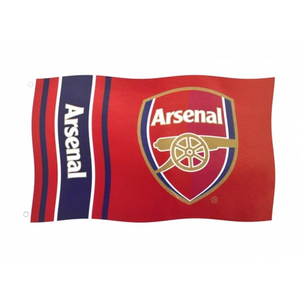Arsenal FC Wordmark Stripes Flag Red 5 x 3ft