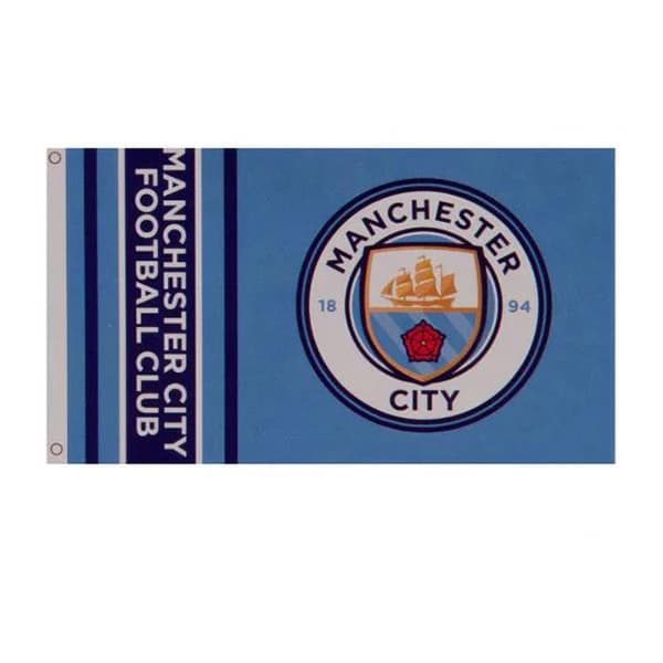 Manchester City FC Ordmärke Ränder Flagga Blue 5 x 3ft