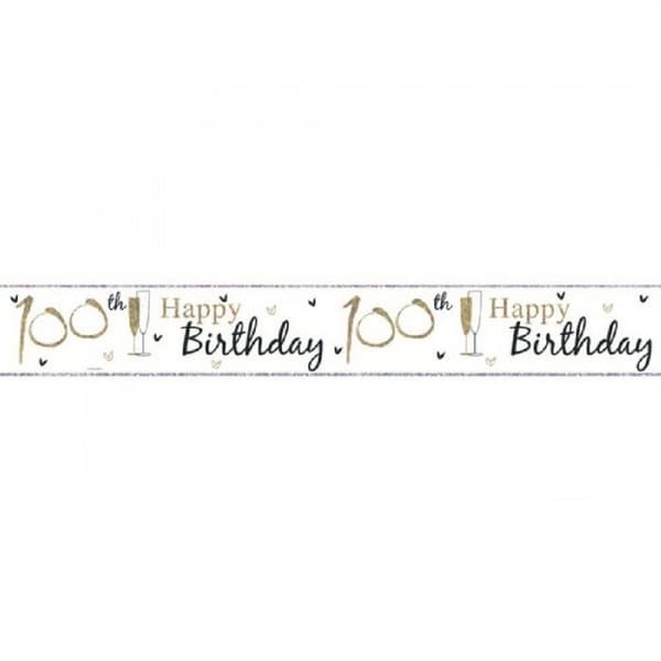 Simon Elvin 100th Birthday Foil Banner (Pack of 6) Gold/Black 2.5m